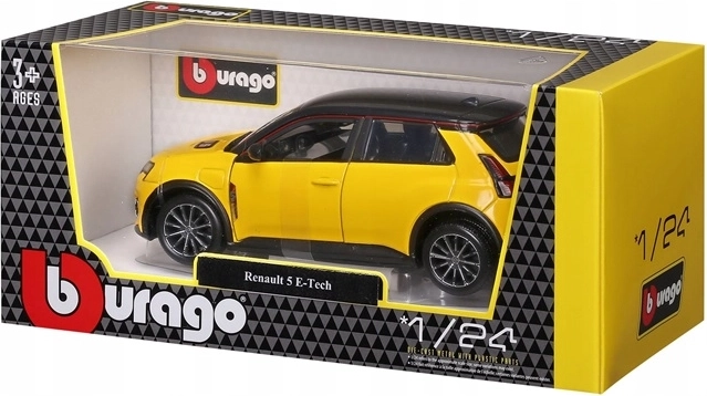 Bburago Renault 5 E‑Tech electric 1:24 dzeltens metāla modelis