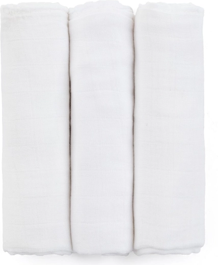 Bambusa muslīna autiņbiksītes PETITE&MARS Moussy Total White 68 × 68 cm (3 gab.)