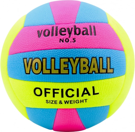 Krāsaina volejbola bumba, 5. izmērs, diametrs 20 cm