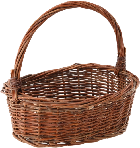 Brūns pīts grozs ar rokturi 35 × 27 cm