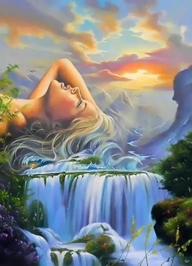 Diamond Painting – Girl and Waterfall 30 × 40 cm