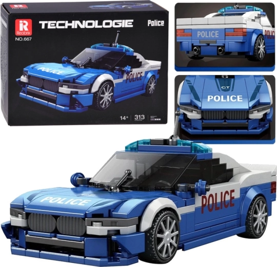 Sporta policijas automašīnas konstrukcijas komplekts ar 313 detaļām