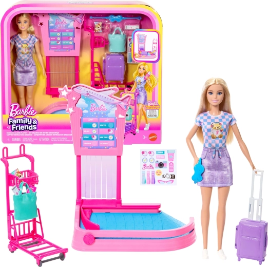 Barbie lidosta – reģistrācija un bagāžas izsniegšana, rotaļu komplekts ar lelli un piederumiem