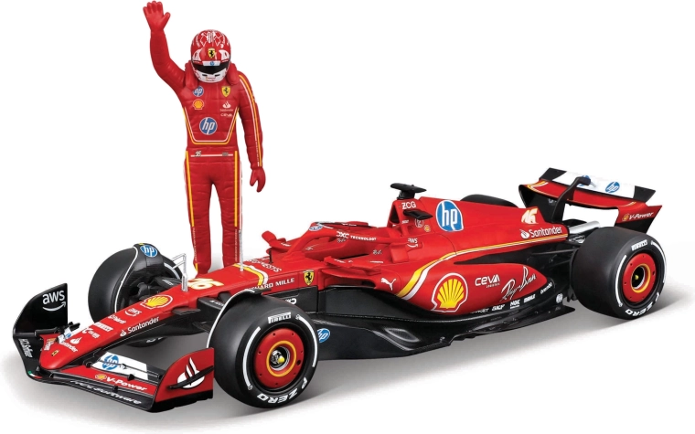 Bburago F1 Ferrari SF-24 (2024) modelis ar braucēja figūriņu Šarlu Leklēru 1:24
