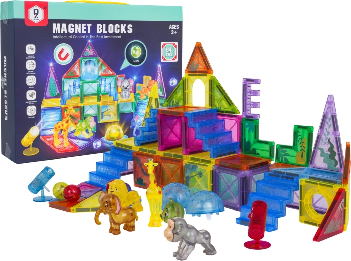 Magnētiskais konstruktors 3D ZOO, 64 detaļas
