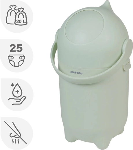 Nattou autiņbiksīšu atkritumu tvertne Dropy green 20 l
