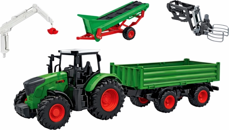 Tractor with trailer and functional conveyor