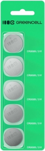 Pogu baterijas CR2025 3 V, 160 mAh, komplekts 5 gab. GREENCELL