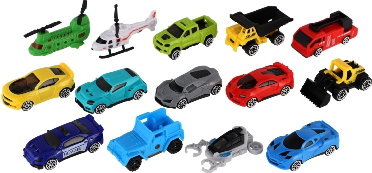 14 different vehicles for endless play