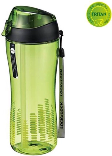 Sports bottle with lock lid 550 ml with silicone straw – green