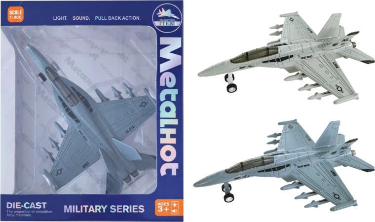 Metāla iznīcinātāja F/A-18 Hornet modelis 1:400 ar skaņu un gaismu