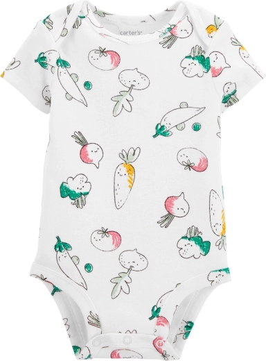 Carter’s baby bodysuit with short sleeves Ivory Vegetables, girls’, size 56