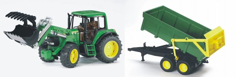 Bruder John Deere 6920 tractor with front loader and trailer