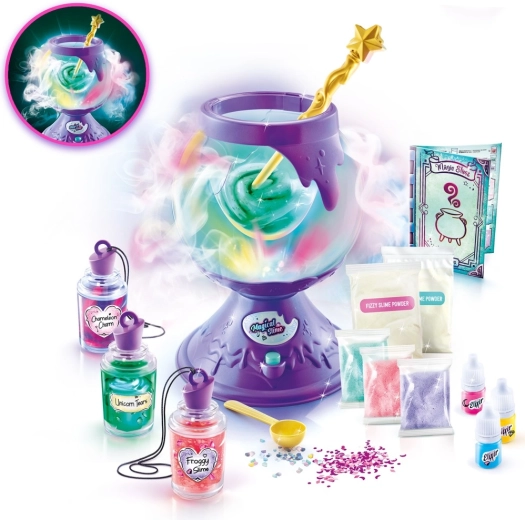 Magic cauldron with light and mist