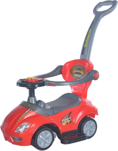 Bērnu atstumjamais auto ar vadības rokturi 3v1 BABY MIX Mega Car sarkans