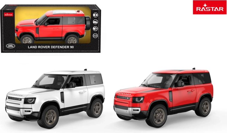 Metal car model Land Rover Defender 90 1:24 Rastar white