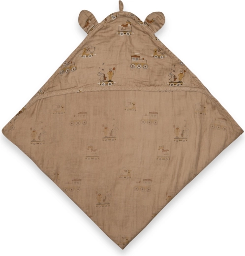 NUUROO Danila muslin baby hooded towel carnival train