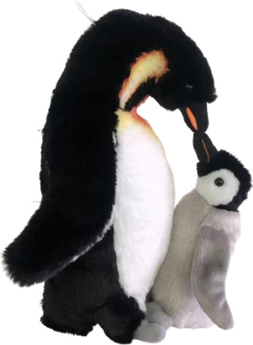 Plīša pingvīns ar mazuli 28 cm