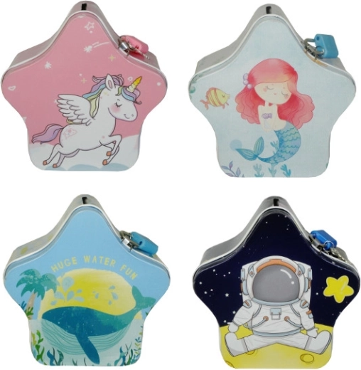 Metal star-shaped money box for kids