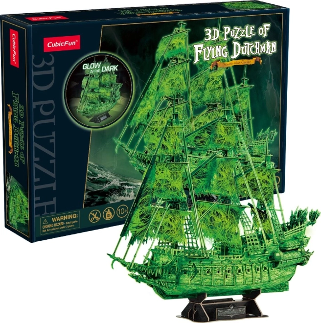 CubicFun 3D puzle buru kuģis Klīstošais holandietis, kas spīd tumsā