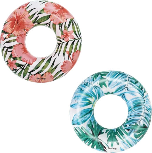 Bestway inflatable swim ring with tropical pattern 119 cm – Blue