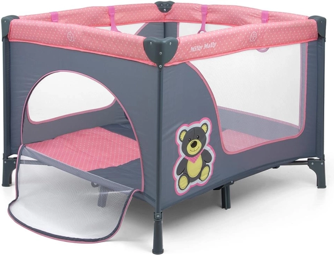 MILLY MALLY Fun Pink Bear Children's Folding Playpen