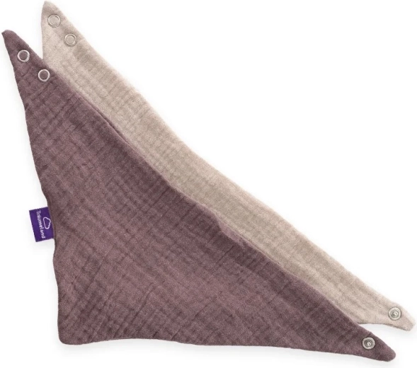 Trä umeland muslin neckerchiefs in beige and plum, 2 pcs