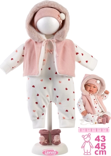 Llorens apģērba komplekts lellei New Born 43–45 cm, 4 daļu komplekts