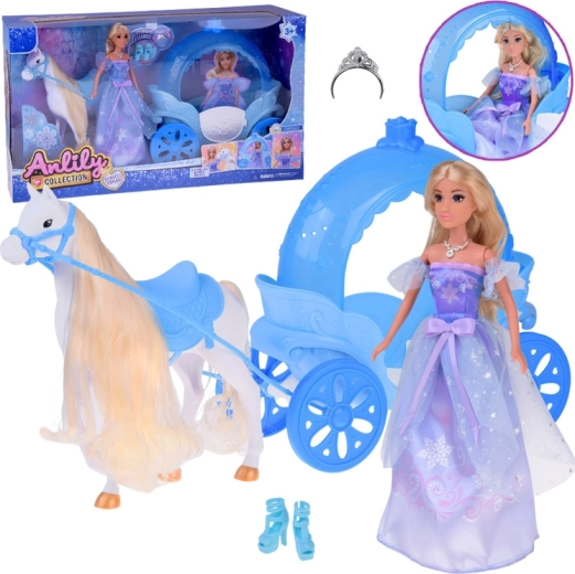Princess doll with white horse and carriage