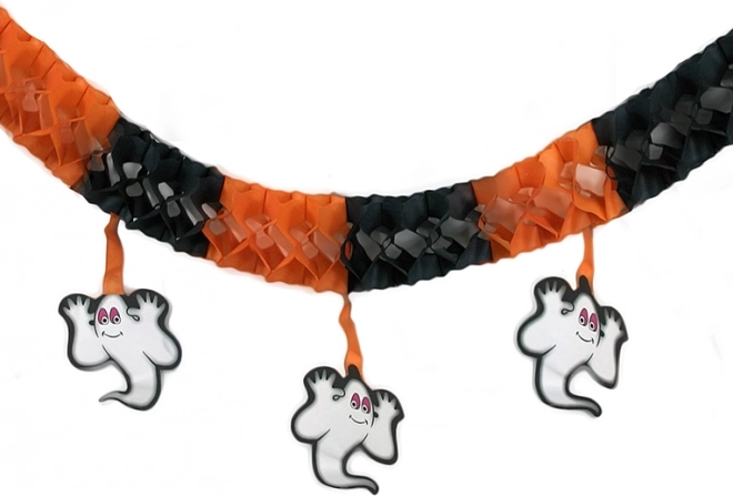Halloween paper garland with ghosts, 3 m