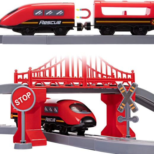 Elektrisks vilciens ar skaņām un magnētiskām sakabēm