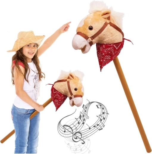 Hobby Horse on a Wooden Stick with Neighing Sounds, 77 cm