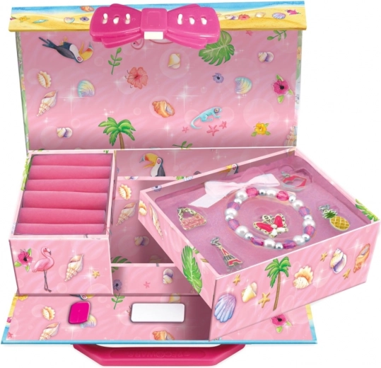 Rotaslietu kastīte-koferītis ar flamingo motīvu