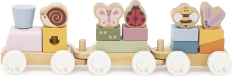 Viga Wooden Educational Spring Train with Blocks