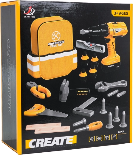 Yellow Tool Set for Little Handymen with Backpack
