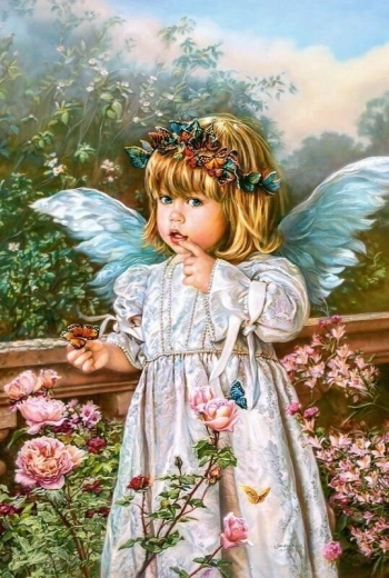 Paint by Numbers Angel with Flowers 40 × 50 cm