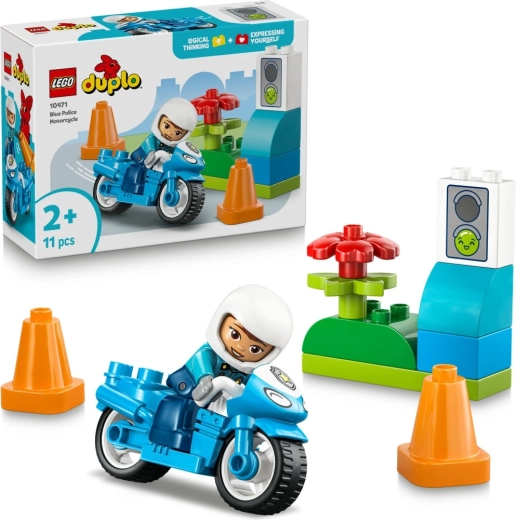 LEGO DUPLO zilais policijas motocikls