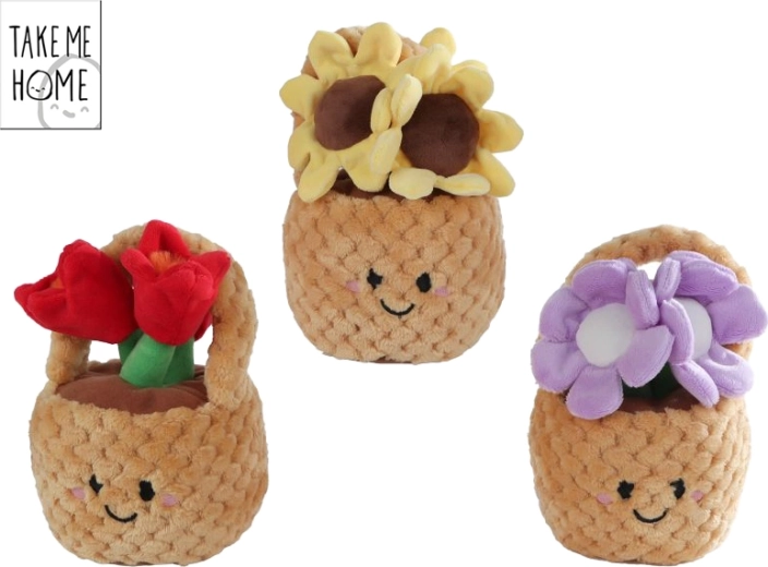 Plush Basket with Flowers 18 cm