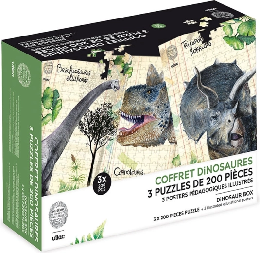 Vilac trīs dinozauru pužļu komplekts