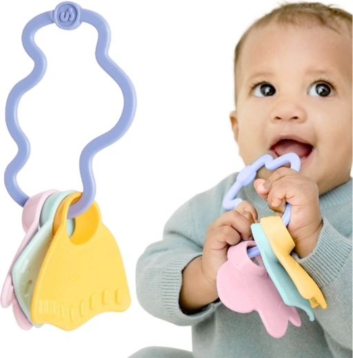 Simple. sensory rattle and teether blue