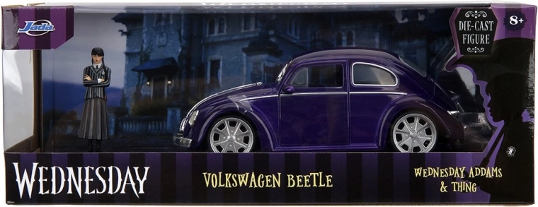 Metāla modelis Wednesday – Volkswagen Beetle 1:24 ar figūriņu