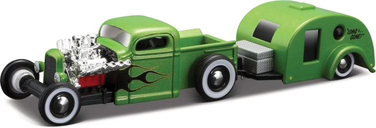 Maisto Design Tow & Go Chevrolet pikaps ar dzīvojamo piekabi