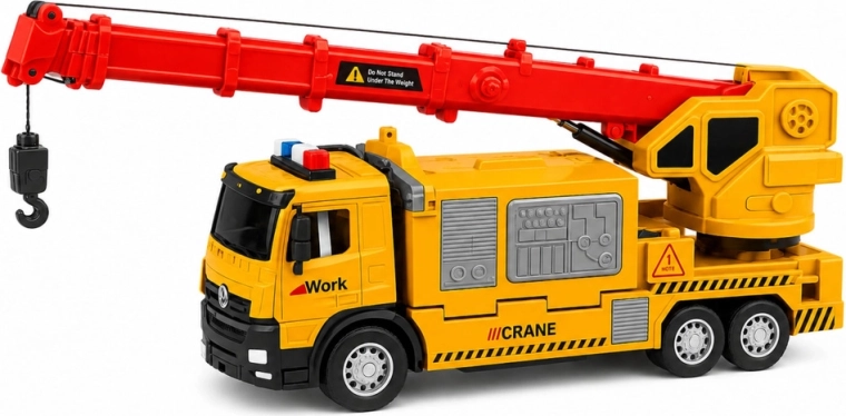 Crane with rotating boom and hook