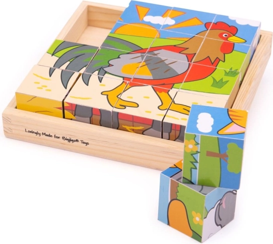 BIGJIGS TOYS attēlu klucīši ferma