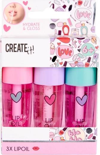 Mirdzoša lūpu eļļa bērniem CREATE IT! – komplekts 3 gab.