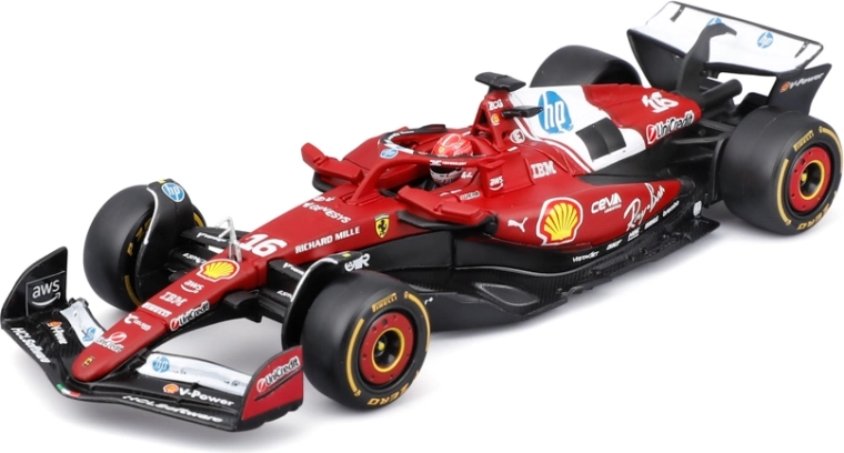 Bburago F1 modelis akrila kastē Ferrari SF-25 (2025) Charles Leclerc 1:43