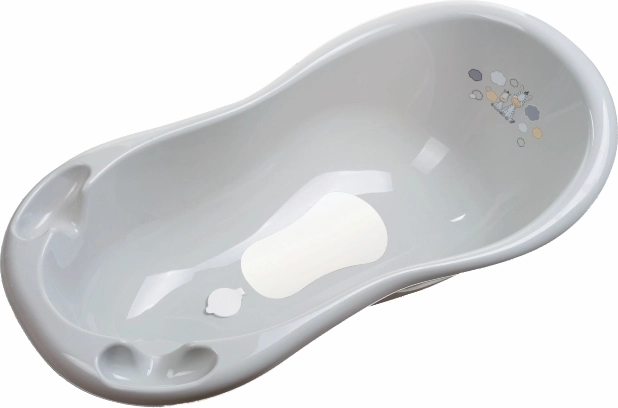 Maltex Baby Bath Tub Zebra 100 cm with Drain Plug and Non-Slip Mat, Grey