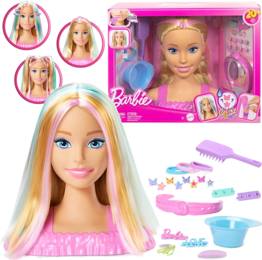 Barbie luksusa ķemmēšanas un veidošanas galva ar blondiem matiem un aksesuāriem