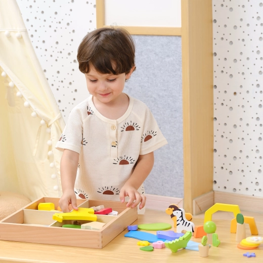 Practical wooden box with compartments