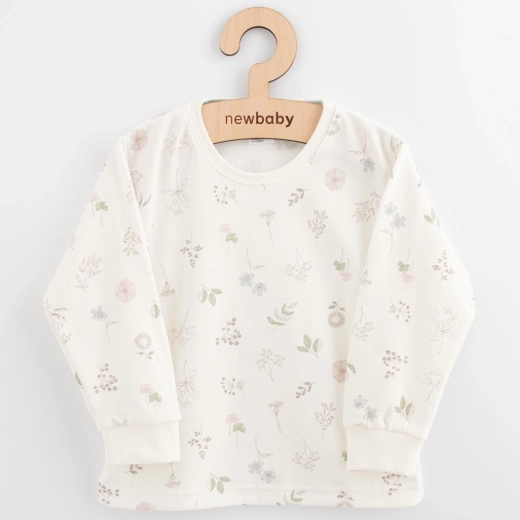 Bērnu kokvilnas krekliņš ar garām piedurknēm NEW BABY KINDERGARTEN puķītes